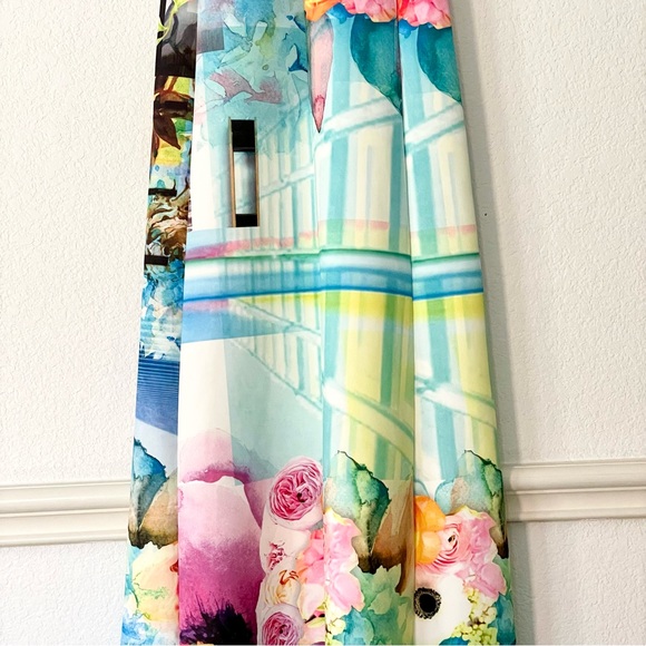 Clover Canyon Maxi Dress Florescent Rose Floral Abstract Neoprene Scuba Runway - Picture 9 of 16